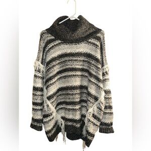 Kensie fringed Sweater, gray, black, white  XL
